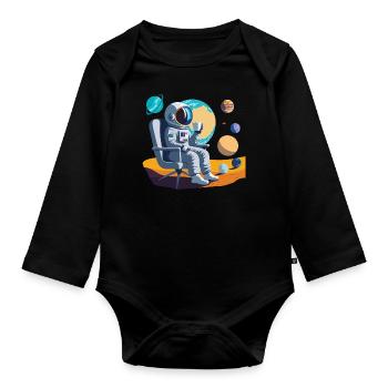 Interstellare Kaffeepause - Baby Bio-Langarm-Body - Schwarz - Vorne