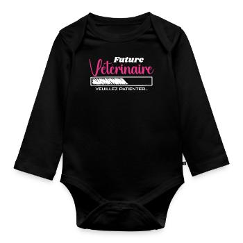 Zukünftige Tierärztin - Baby Bio-Langarm-Body - Schwarz - Vorne