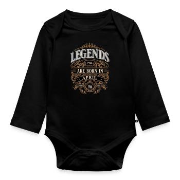 1966 April Born Birthday Year of Birth - Organic Longsleeve Baby Bodysuit - black - Front