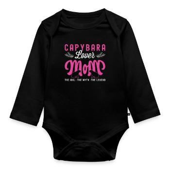 Capybara Lover Mom The Idol The Myth Animal Lover - Baby Bio-Langarm-Body - Schwarz - Vorne