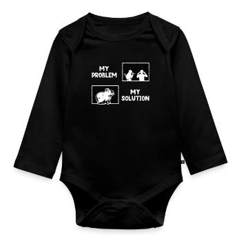 Capybara Lover My Problem My Pictogram Dad Mom - Baby Bio-Langarm-Body - Schwarz - Vorne