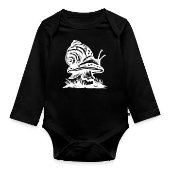 Schnecke, pilze, cottagecore, goblincore, garten - Baby Bio-Langarm-Body - Schwarz - Vorne