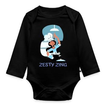 Chef Cook Kitchen Culinary Retro Bake Restaurant - Organic Longsleeve Baby Bodysuit - black - Front
