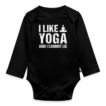 Yogi J’aime le yoga - Body Bébé bio manches longues - noir - Devant