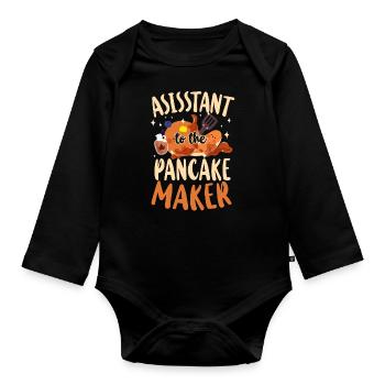 Pancake Lover Kids Assistant To - Baby Bio-Langarm-Body - Schwarz - Vorne
