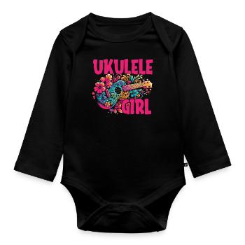 Ukulélé Ukulélé Fille - Body Bébé bio manches longues - noir - Devant