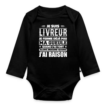 I'm a delivery guy I'm already not shutting up Humor - Organic Longsleeve Baby Bodysuit - black - Front