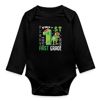 Dino T-Rex de 1ère classe - Body Bébé bio manches longues - noir - Devant