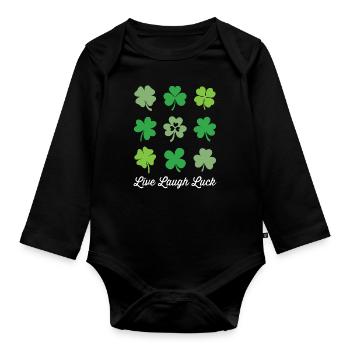 Live Lachglück - Baby Bio-Langarm-Body - Schwarz - Vorne