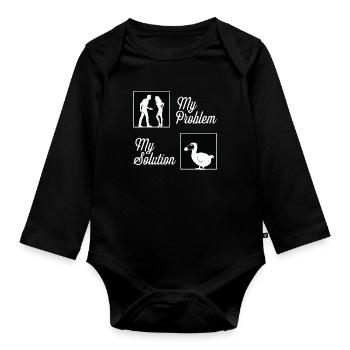 Dodo Bird Lover Mon problème Mon Pictogramme Maman Papa - Body Bébé bio manches longues - noir - Devant