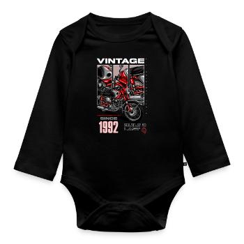 Moto Vintage Motards Motard Anniversaire 1992 - Body Bébé bio manches longues - noir - Devant