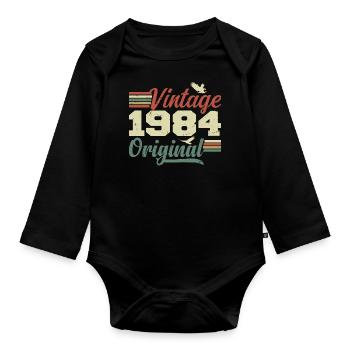 Vintage 1984 Retro 1984 Anniversary Gift - Organic Longsleeve Baby Bodysuit - black - Front