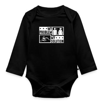 Amoureux du Dragon Barbu Mon Problème Mon Pictogramme Maman - Body Bébé bio manches longues - noir - Devant