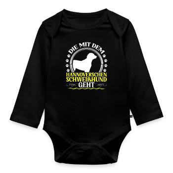 The one with the Hanoverian Hound - Organic Longsleeve Baby Bodysuit - black - Front