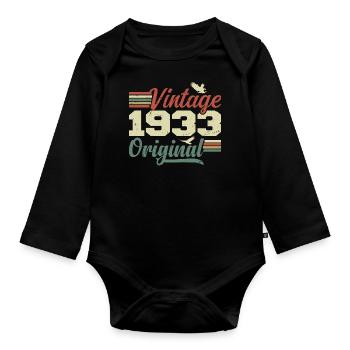 Vintage 1933 Cadeau Anniversaire 1933 Retro - Body Bébé bio manches longues - noir - Devant