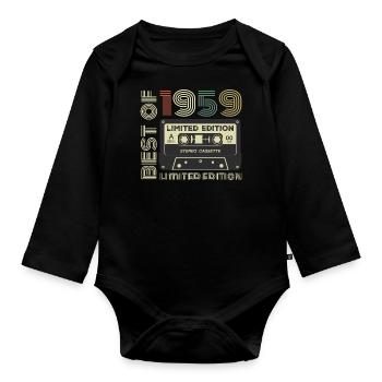 Millésime 1959 - cadeau d’anniversaire rétro 1959 - Body Bébé bio manches longues - noir - Devant
