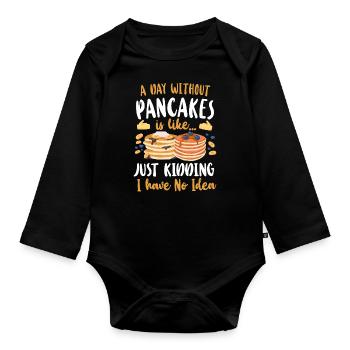 Amoureux des crêpes Les enfants Une journée sans - Body Bébé bio manches longues - noir - Devant