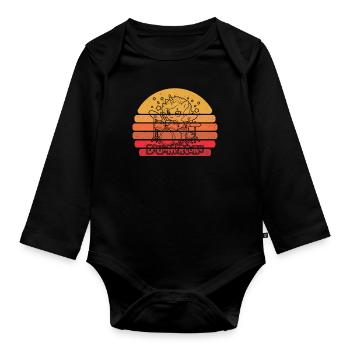 Schlagzeug Drummer Schlagzeuger Einhorn - Baby Bio-Langarm-Body - Schwarz - Vorne