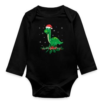 Brontosaure Dino cadeau - Body Bébé bio manches longues - noir - Devant