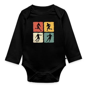 Retro Rugby T-Shirt - Organic Longsleeve Baby Bodysuit - black - Front