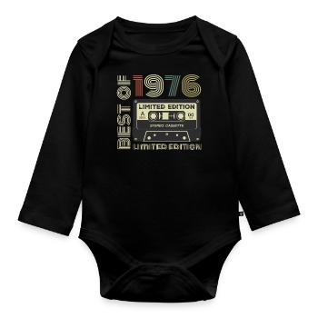 Millésime 1976 - cadeau d’anniversaire rétro 1976 - Body Bébé bio manches longues - noir - Devant