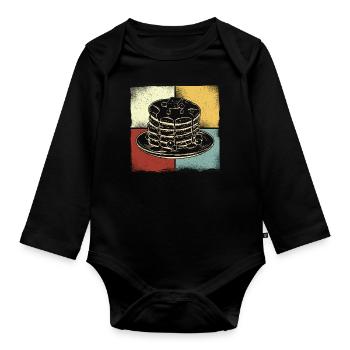 Pancake Lover Kids Retro Vintage - Baby Bio-Langarm-Body - Schwarz - Vorne