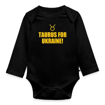 taurus for ukraine - Organic Longsleeve Baby Bodysuit - black - Front