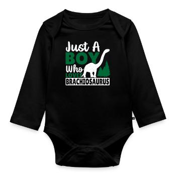 Brachiosaurus Dinosaur Gift - Organic Longsleeve Baby Bodysuit - black - Front