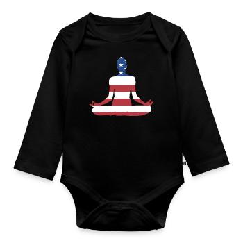 Yogi Us Flag Yoga - Body Bébé bio manches longues - noir - Devant