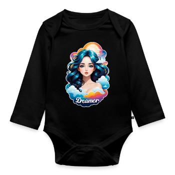 rêver - rêveur- rêveuse - rêve - rêverie - Body Bébé bio manches longues - noir - Devant