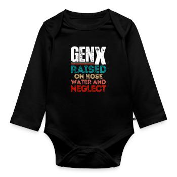Gen X - Farben im Retro-Stil - Baby Bio-Langarm-Body - Schwarz - Vorne