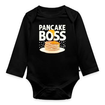 Pancake Lover Kids Pancake - Organic Longsleeve Baby Bodysuit - black - Front