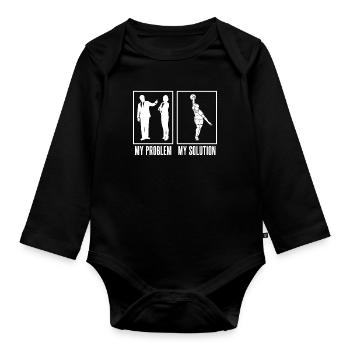 Alley Bowling Player My Problem My Pictogram Mom - Baby Bio-Langarm-Body - Schwarz - Vorne