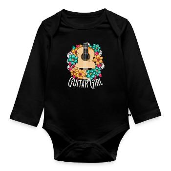 Acoustic Guitar Guitar Girl - Organic Longsleeve Baby Bodysuit - black - Front