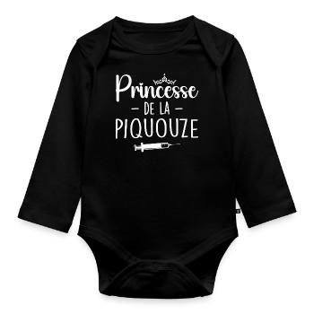 Princesse De La Piquouze - Body Bébé bio manches longues - noir - Devant