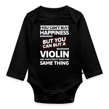 Violine Spieler Auftritt - Baby Bio-Langarm-Body - Schwarz - Vorne