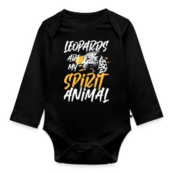 Leopard Raubkatze Raubtier - Baby Bio-Langarm-Body - Schwarz - Vorne