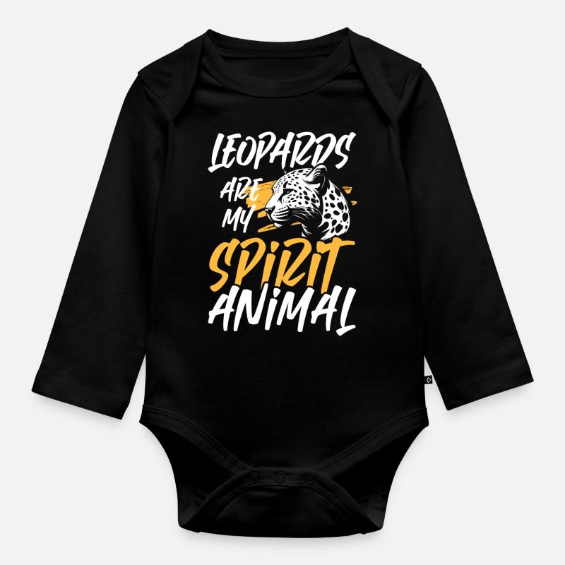 Leopard Raubkatze Raubtier - Baby Bio-Langarm-Body - Schwarz
