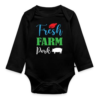 Porc fermier frais - Body Bébé bio manches longues - noir - Devant
