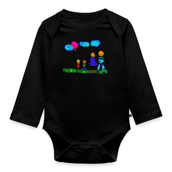 happy family - Organic Longsleeve Baby Bodysuit - black - Front