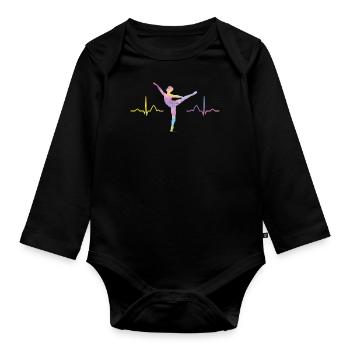 Ballet, Danseur, Battement de cœur, Ecg, Ballerine - Body Bébé bio manches longues - noir - Devant