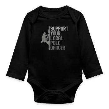 American Lineman Powerline Worker Design - Organic Longsleeve Baby Bodysuit - black - Front