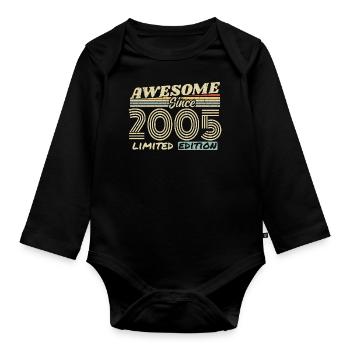 Vintage 2005 Rétro - Cadeau D’anniversaire 2005 - Body Bébé bio manches longues - noir - Devant