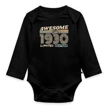 Vintage 1930's Retro - 1930's Birthday Gift - Organic Longsleeve Baby Bodysuit - black - Front