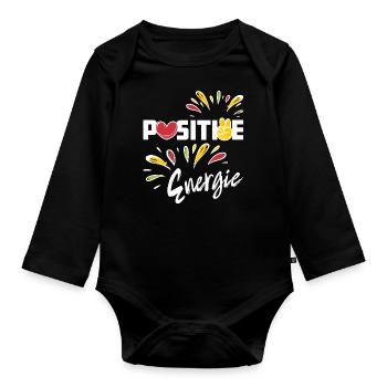 Positive Energie - Optimismus - Positivität - Baby Bio-Langarm-Body - Schwarz - Vorne