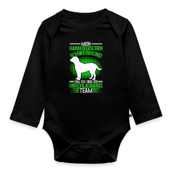 Hanoverian Sweathound is unbeatable - Organic Longsleeve Baby Bodysuit - black - Front