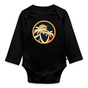 Palmiers - Body Bébé bio manches longues - noir - Devant