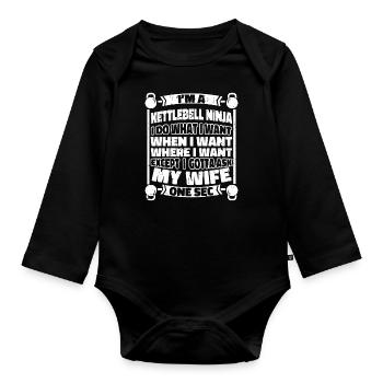 Kettlebell Funny - Organic Longsleeve Baby Bodysuit - black - Front