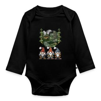 Waldbewohner Märchenfigur Fantasy Zwerge Märchen - Baby Bio-Langarm-Body - Schwarz - Vorne