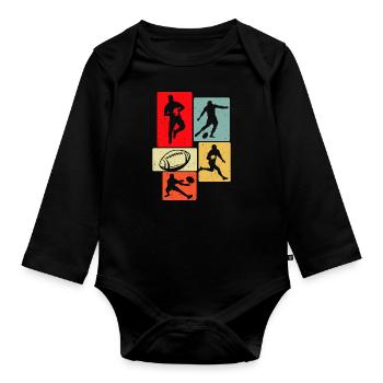 Rugby - Body Bébé bio manches longues - noir - Devant